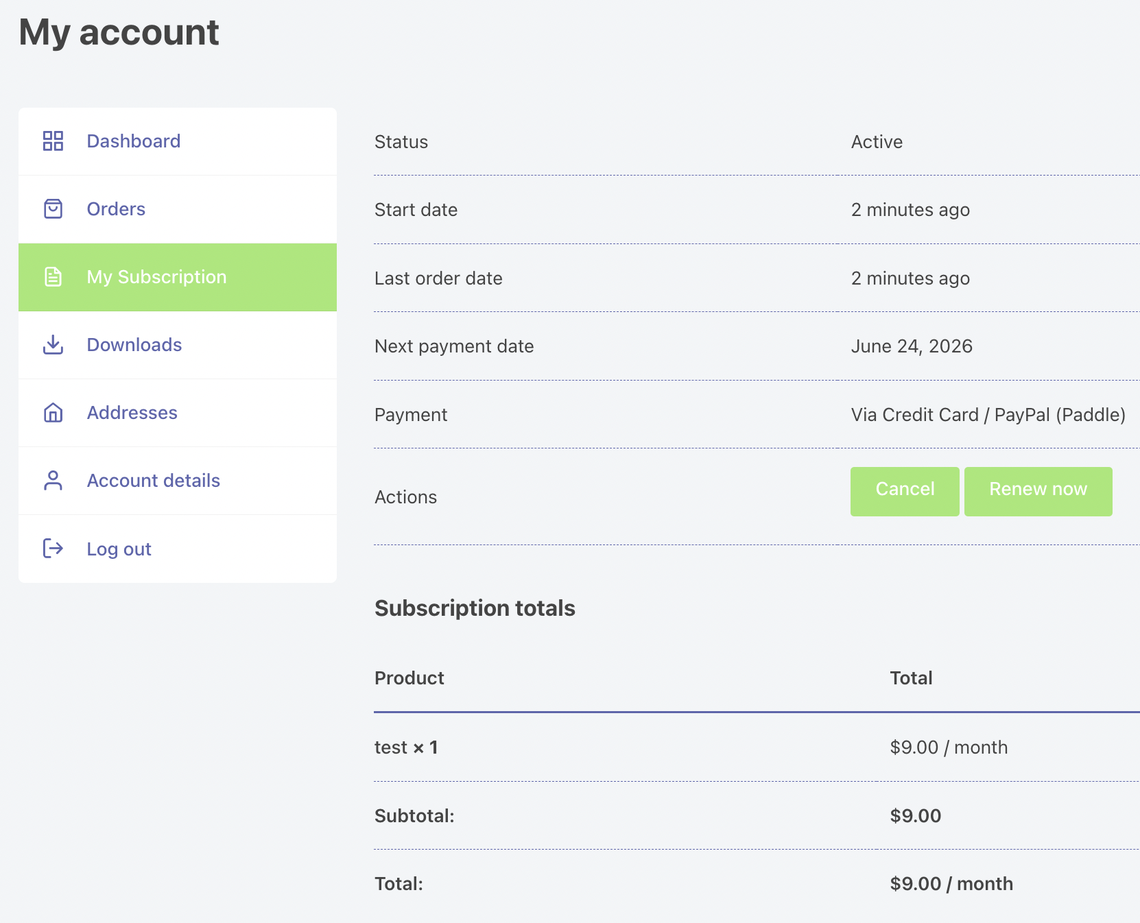 WooCommerce Subscriptions Integration Dashboard